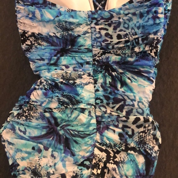 Gottex Blue, Black and White Bathing Suit Size 10 - Picture 4 of 6